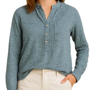 J. Crew Rumpled Stripe Popover Blue XL